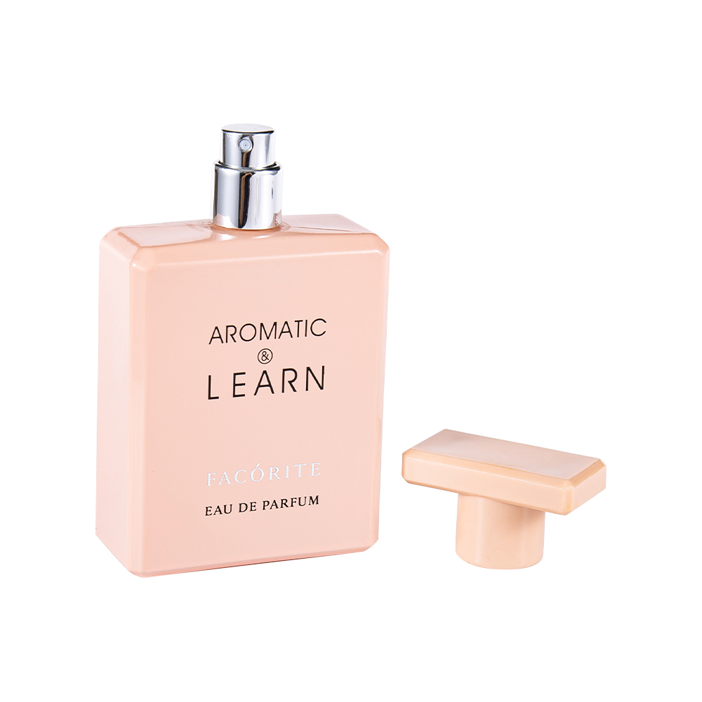 بطری عطر شیشه ای مستطیل شکل چاپ شده با پوشش 50ML KY1490-WJ2155 با درپوش براق