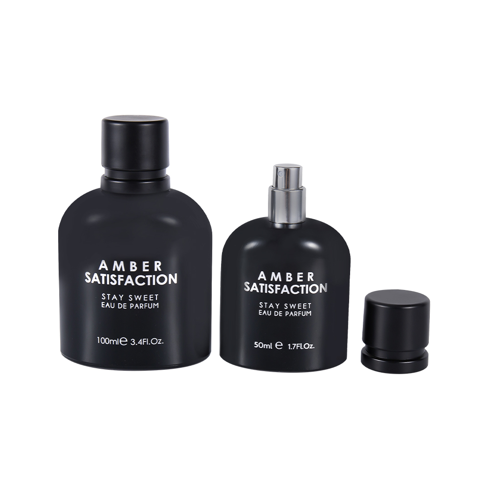 بطری عطر شیشه ای چاپ شده مشکی روشن با پوشش رنگی 100ML GC3894-WJ176 با درپوش پلاستیکی ABS PP