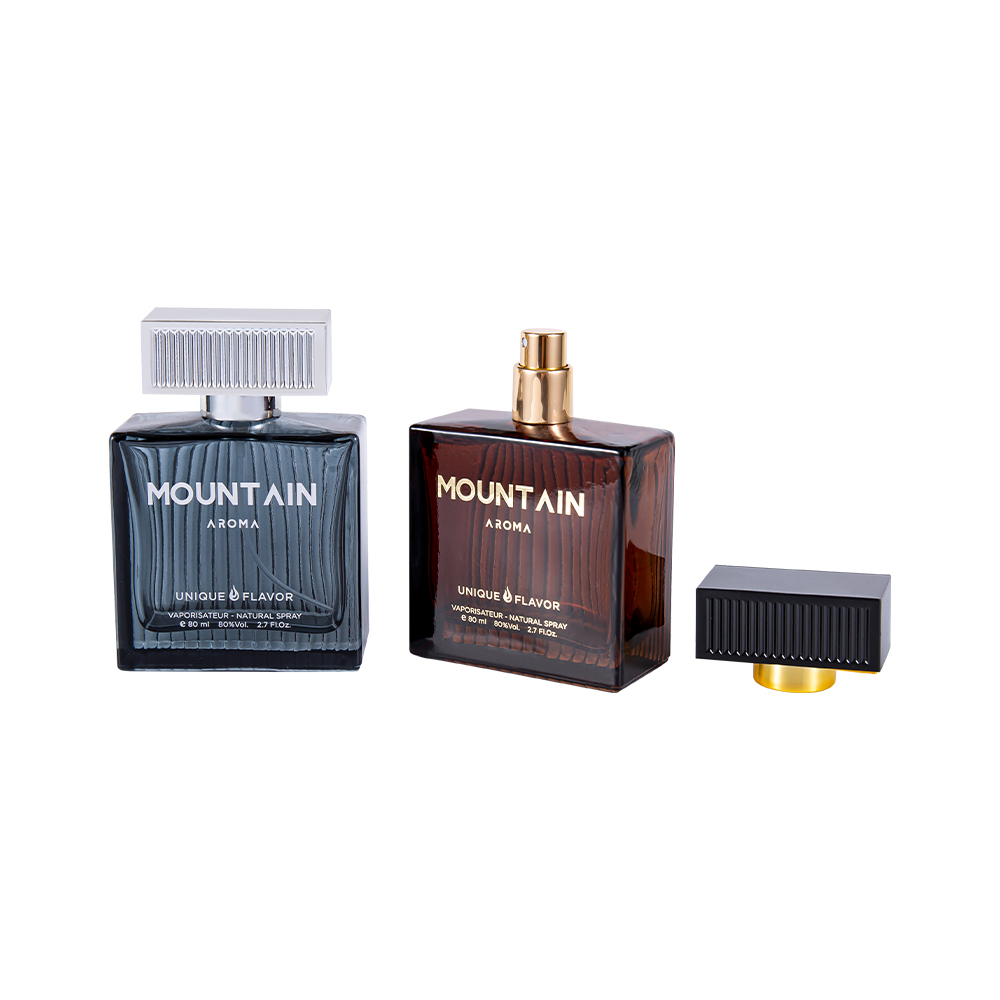 بطری عطر شیشه ای راه راه عمودی 80ML GC4311-WJ2092 با روکش نوارهای پلاستیکی ABS