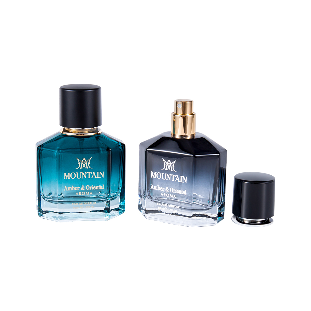 بطری عطر شیشه ای GC4030-WJ2099 50ML با چاپ روکش و نوار چسب داغ PP Abs UV عطر