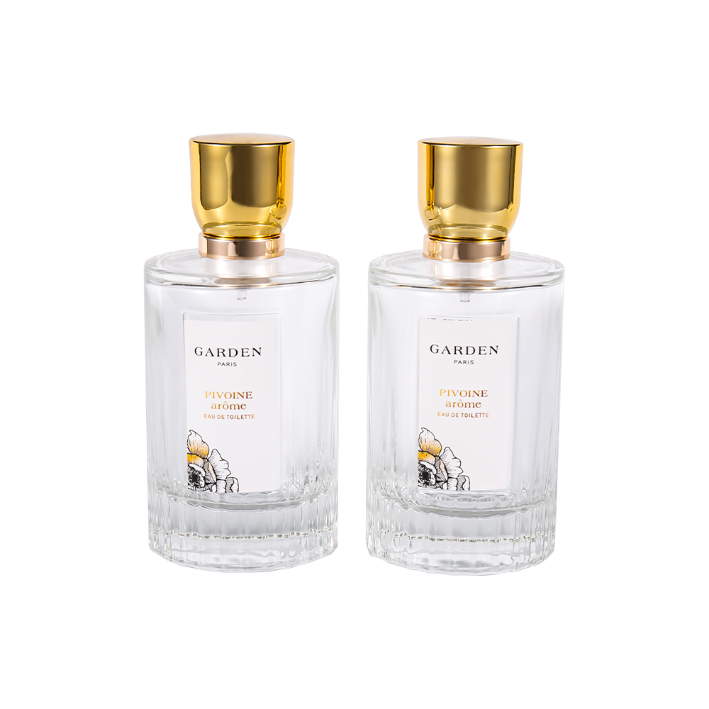 بطری عطر شیشه ای زیبا KY1595-WJ2430 100ML با درپوش عطر طلایی UV لوکس